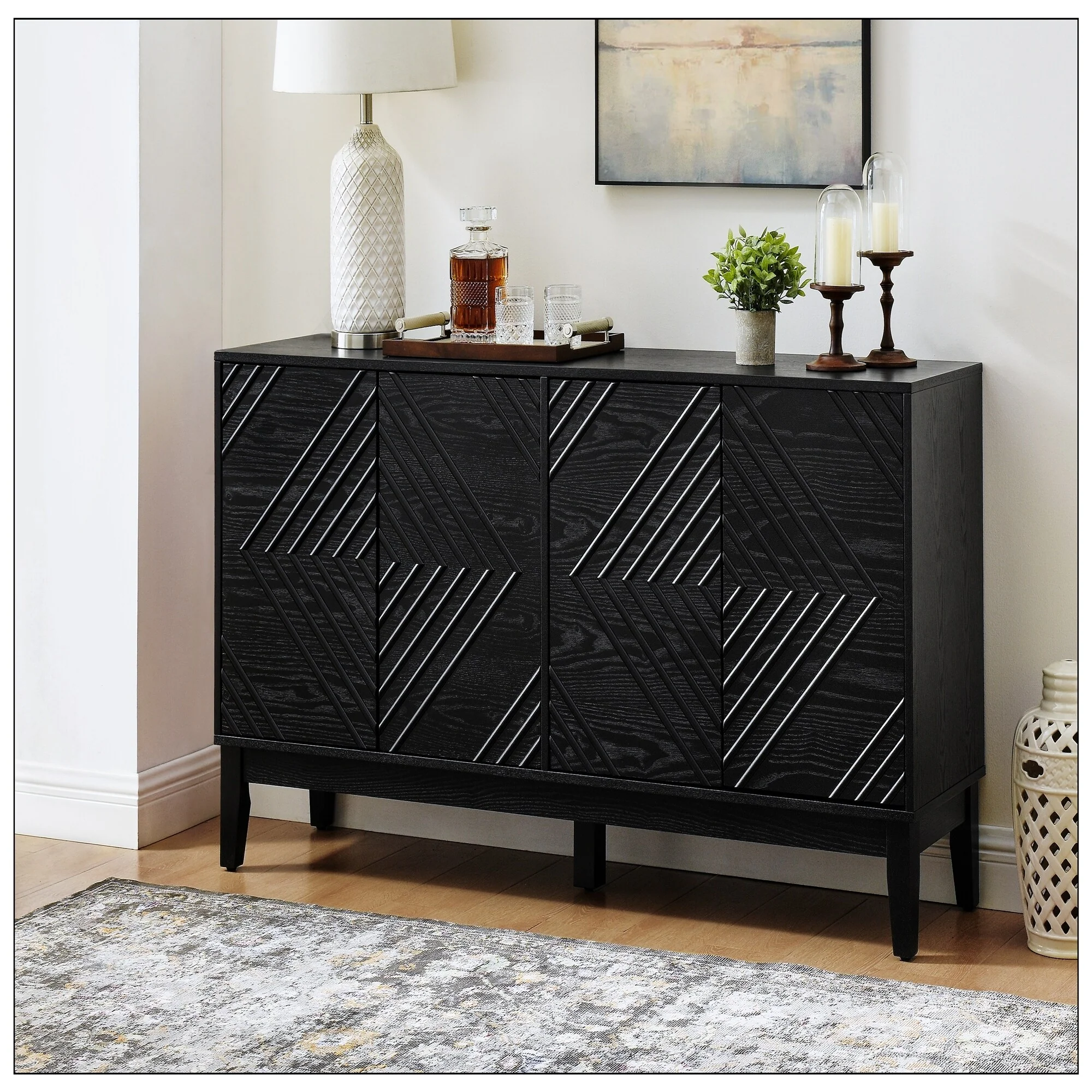 Farmhouse Fluted Sideboard with Adjustable Shelves