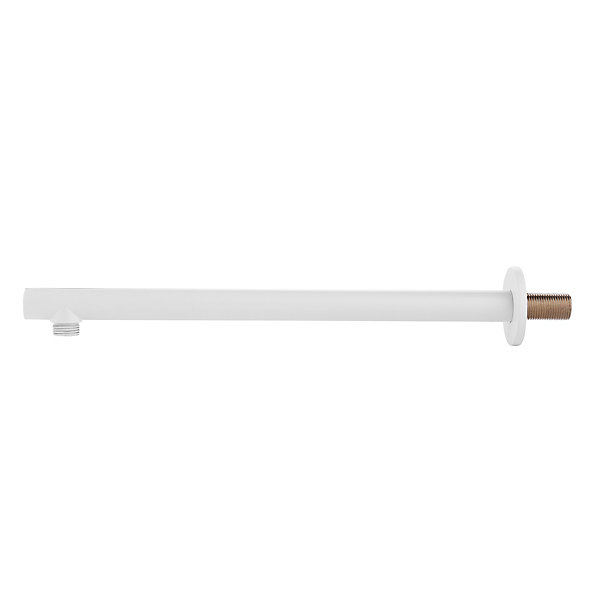 Bras de douche design en acier inoxydable rond, montage mural - Blanc - 36,5x2,4x2,4cm - 05R