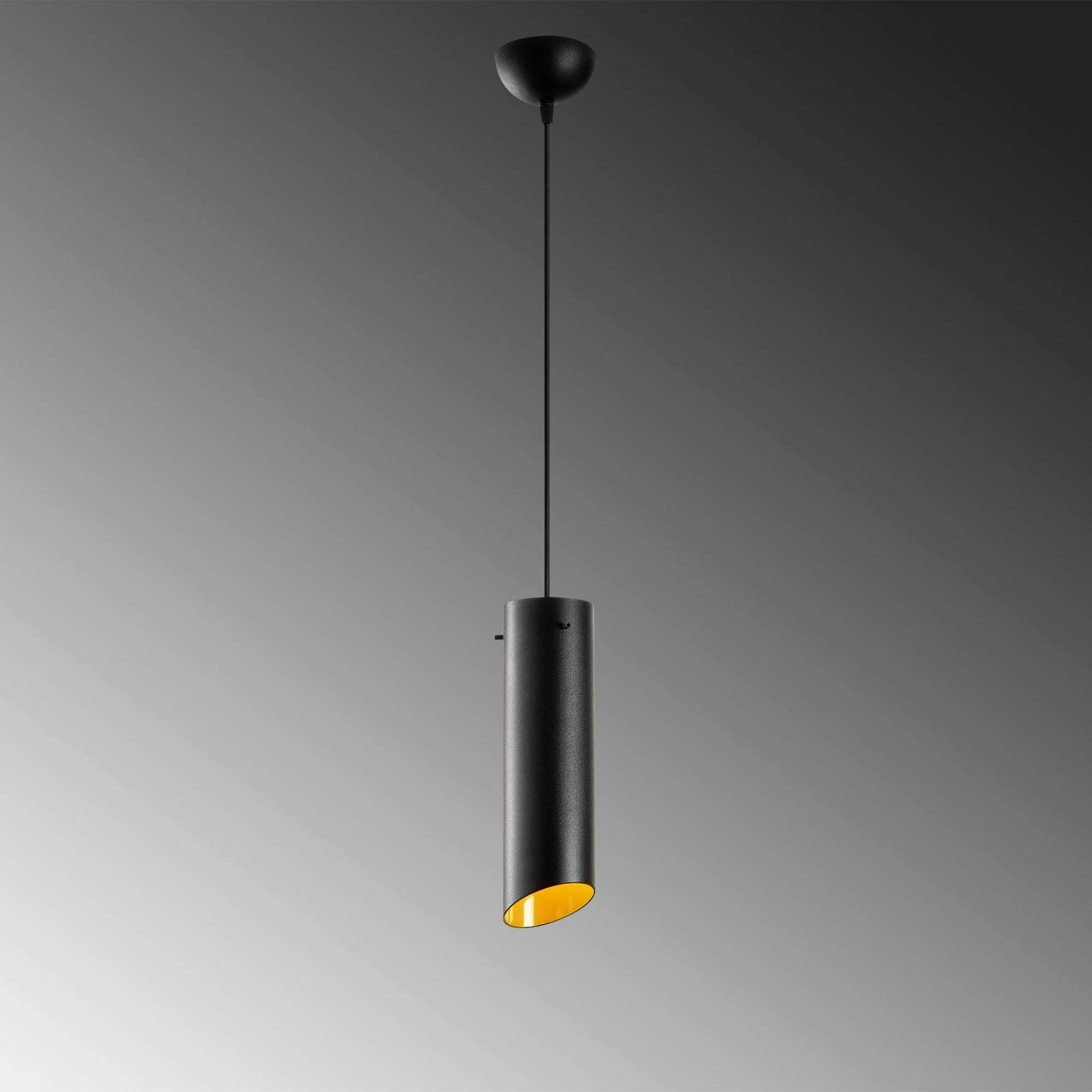 Lampe de chevet suspendue noire mat, forme cylindre SILE