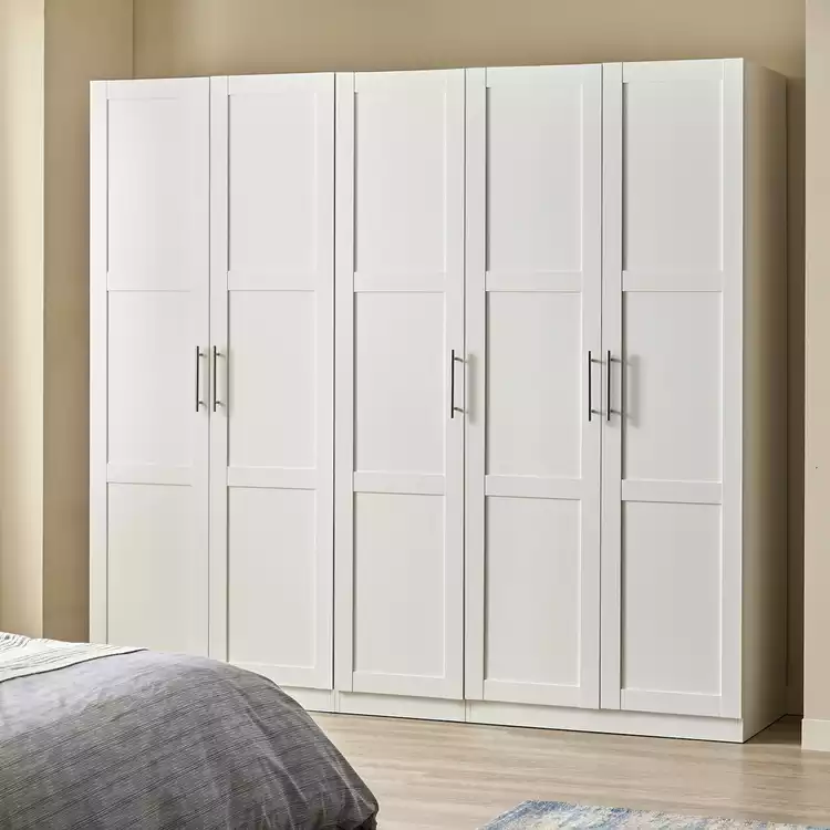 Habitat Munich Panelled 5 Door Wardrobe - White