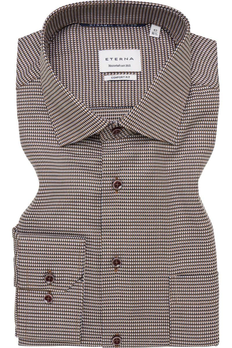 ETERNA Comfort Fit Dynamic Cotton Hemd beige/braun, Strukturiert