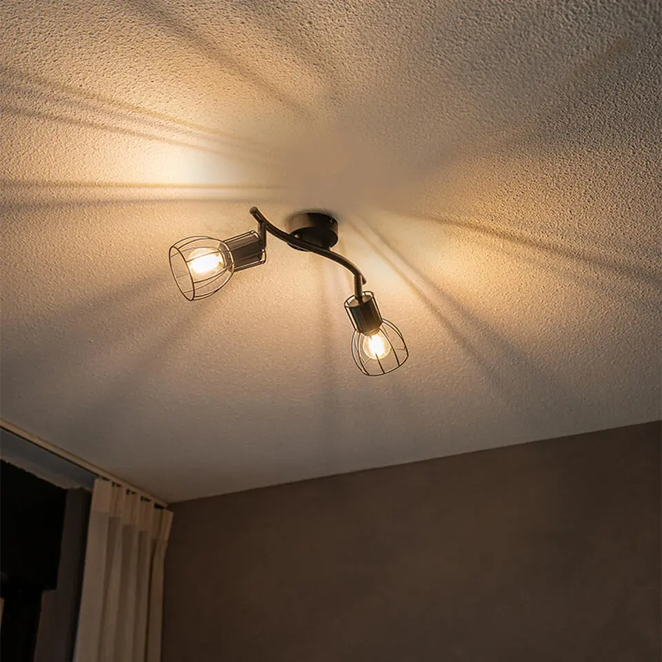 Qazqa verstelbare plafondspot botu zwart e14