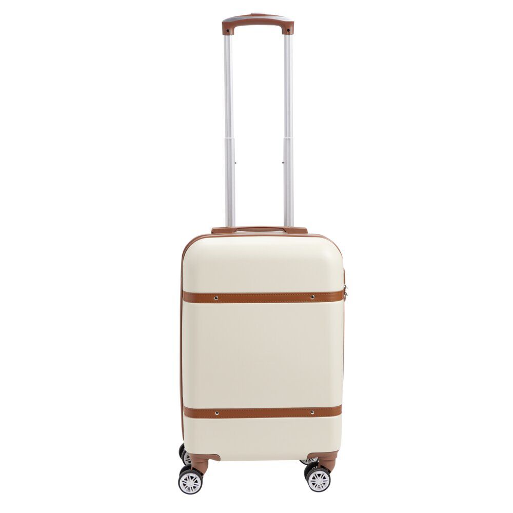 Valise cabine 38L plastique ABS beige avec cadenas à combinaison 4 chiffres