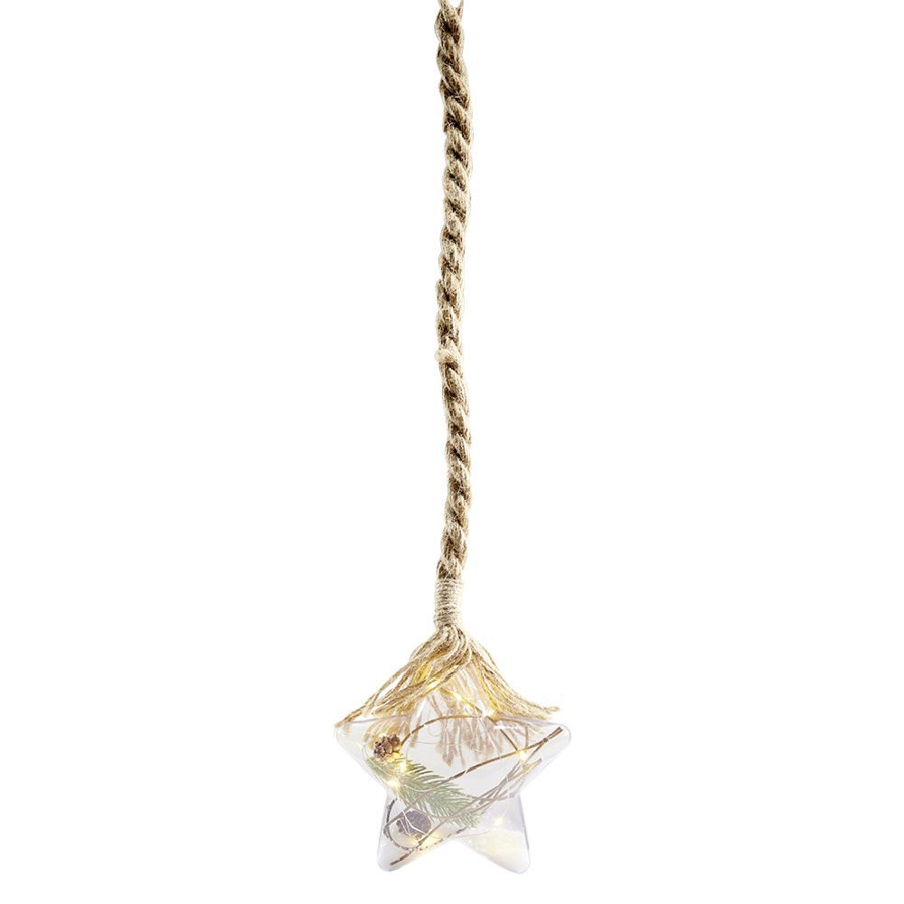 étoile lumineuse avec corde de suspension en jute