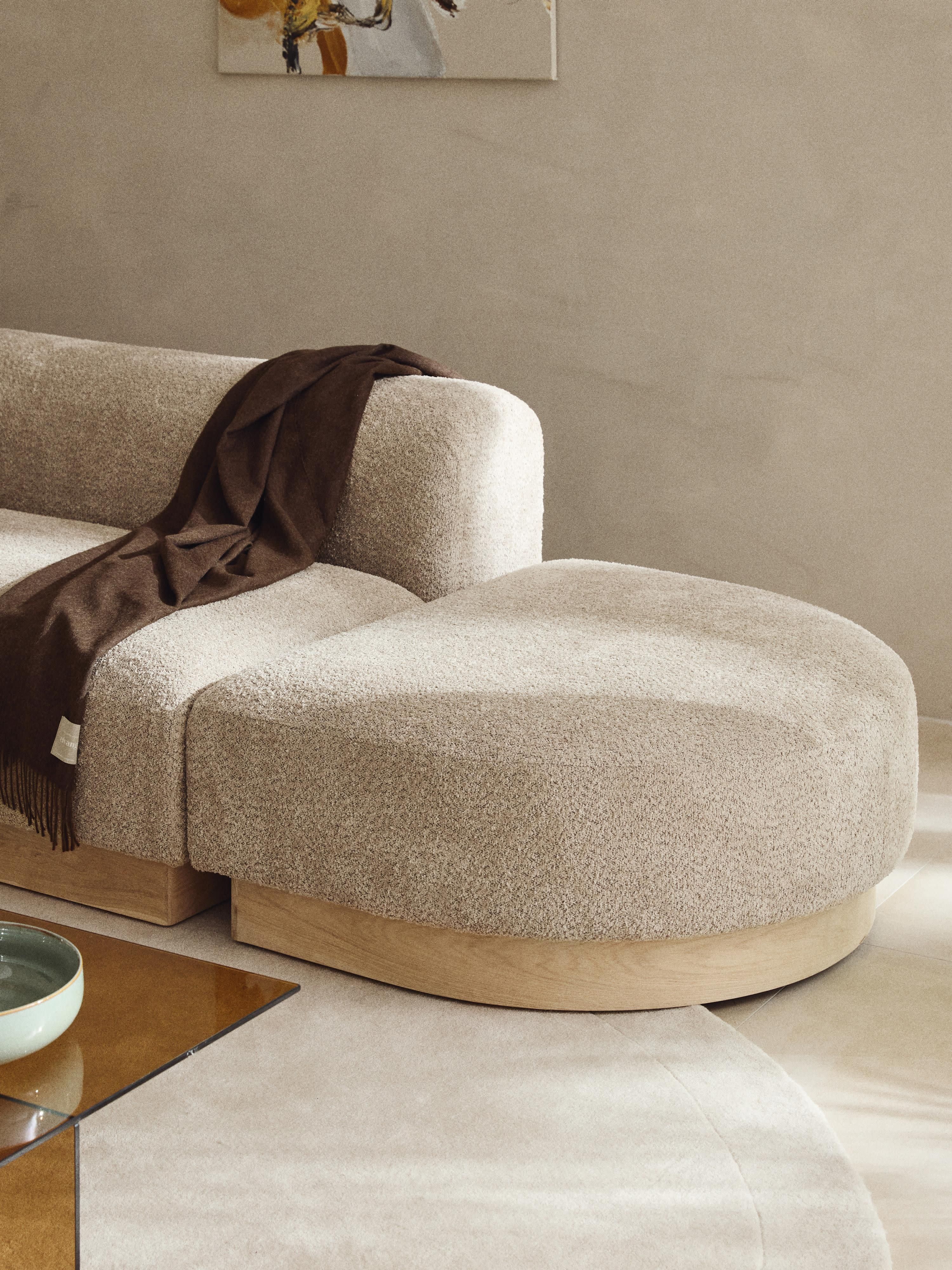 Sofa-Hocker Natalie aus Teddy-Bouclé