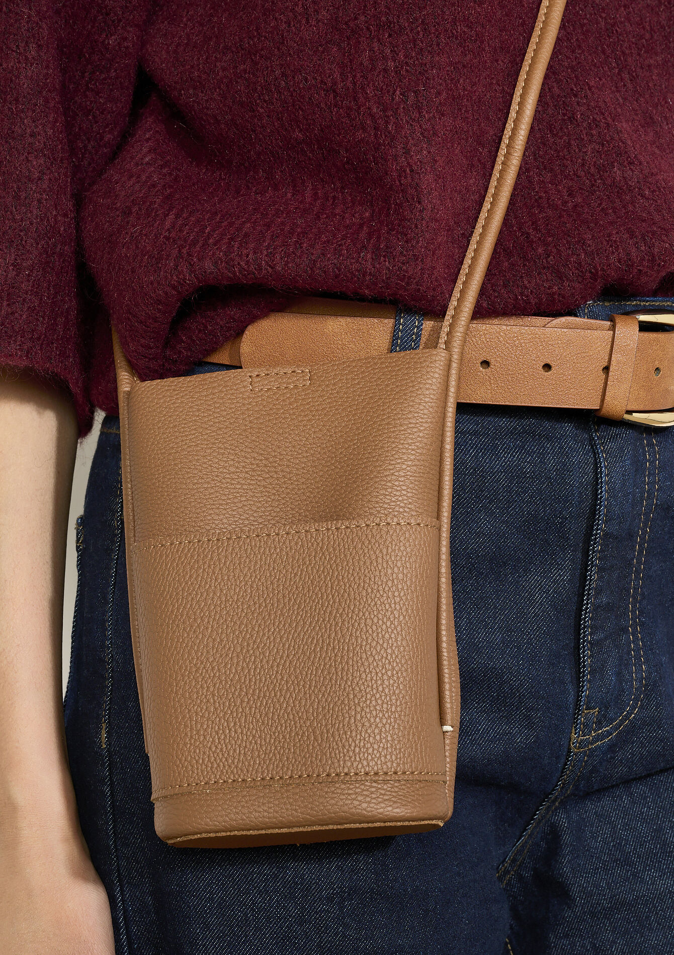 Mini bucket bag van imitatieleer