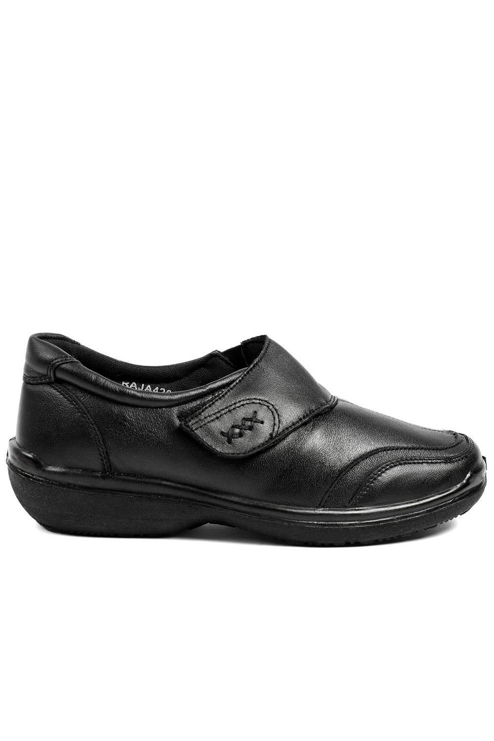 Pavers Wide Fit Leather Touch Fasten Monk Shoes