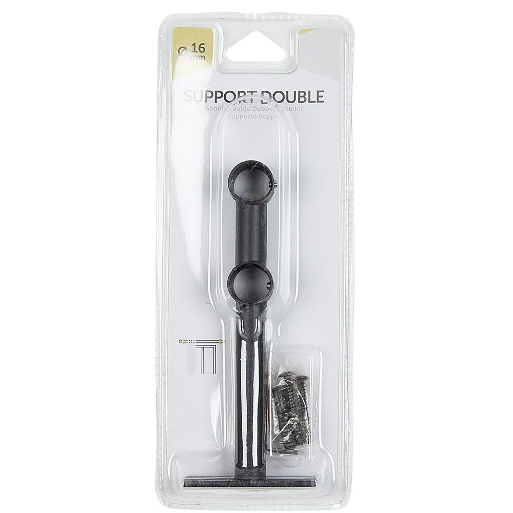 Double support pour tringle noir métal