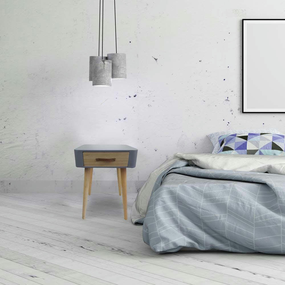 - Chevet scandinave avec tiroir et poignée en polyuréthane gris