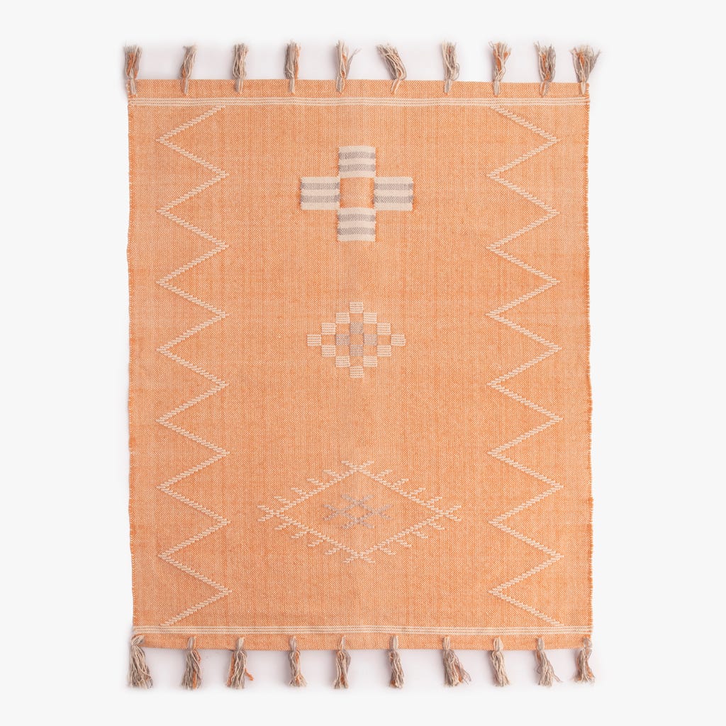 Tapete Algodão Laranja e Bege 200x300 BENAGIL