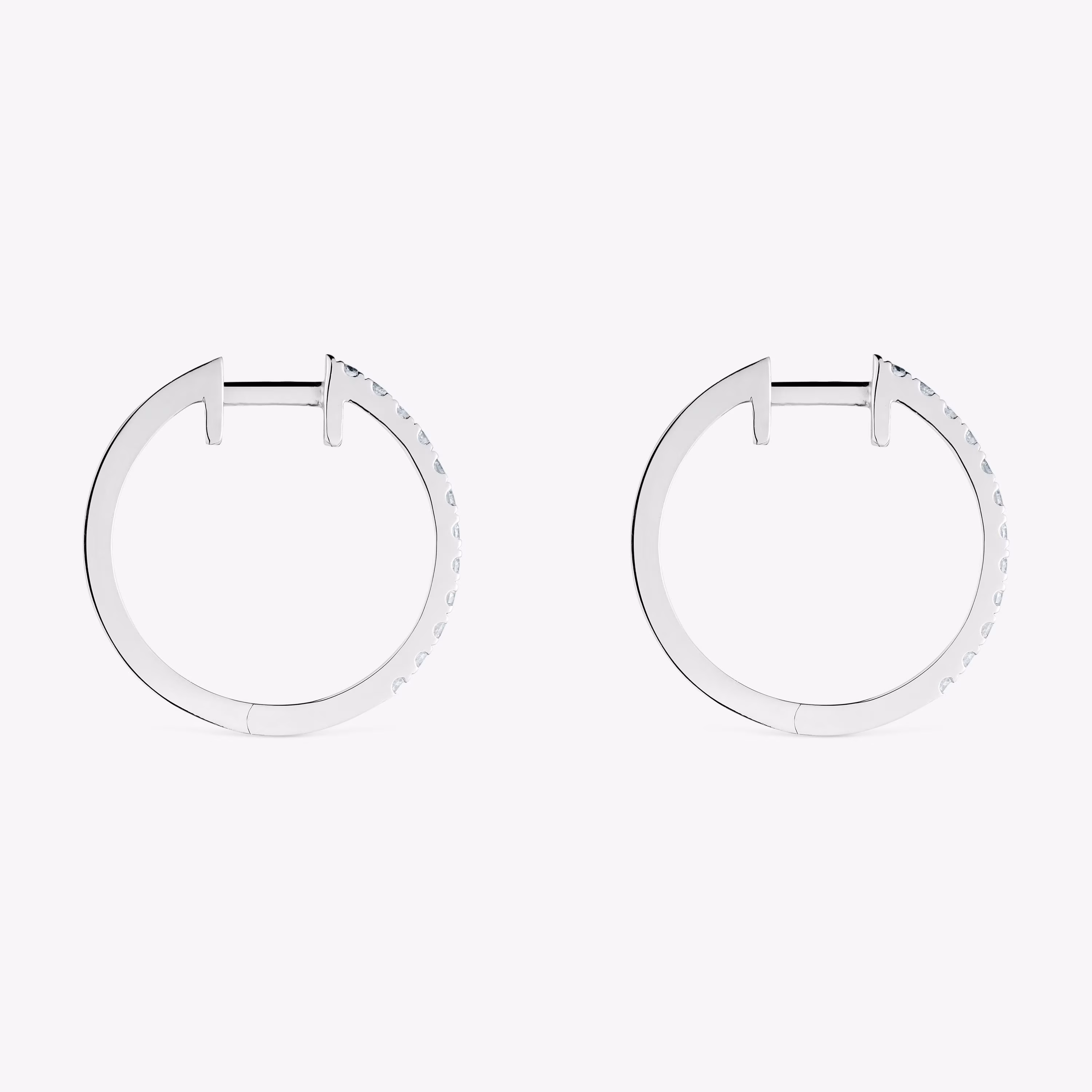 Pendientes aro cortos de oro blanco con diamantes 15 mm Les Classiques
