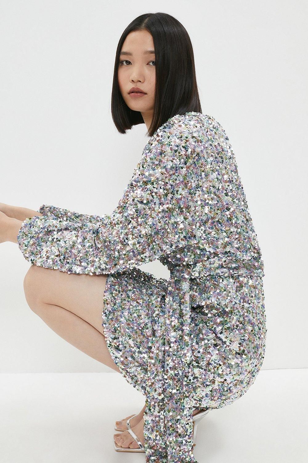 Coast Belted Sequin Mini Dress