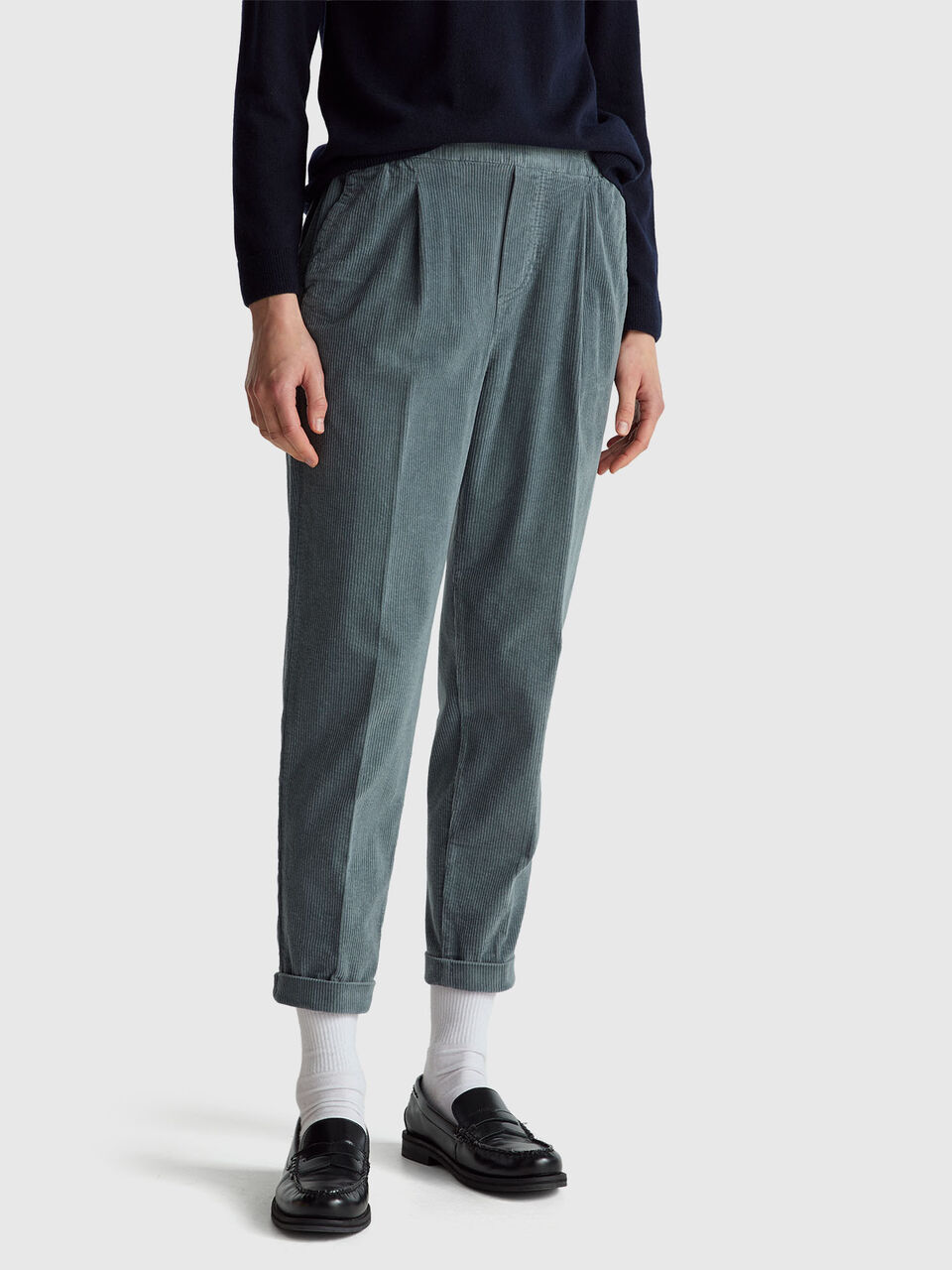 Chinos in velvet with stretch waist