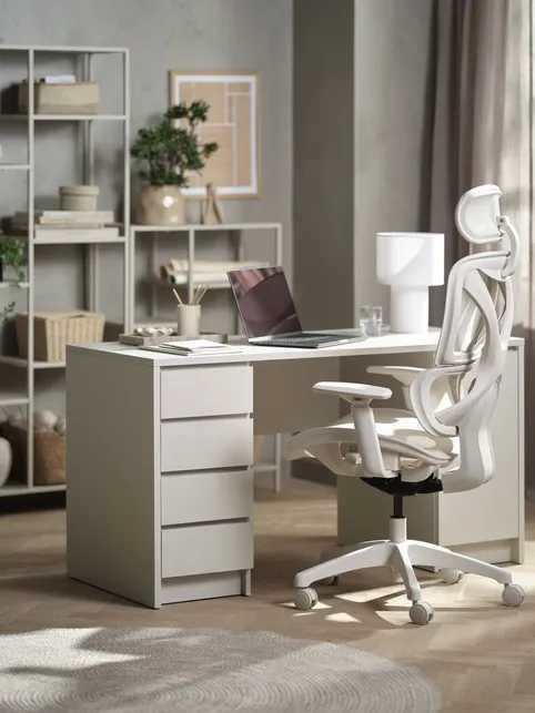 Skrivebord LIMFJORDEN 60x140 1 låge/4 skuffer beige