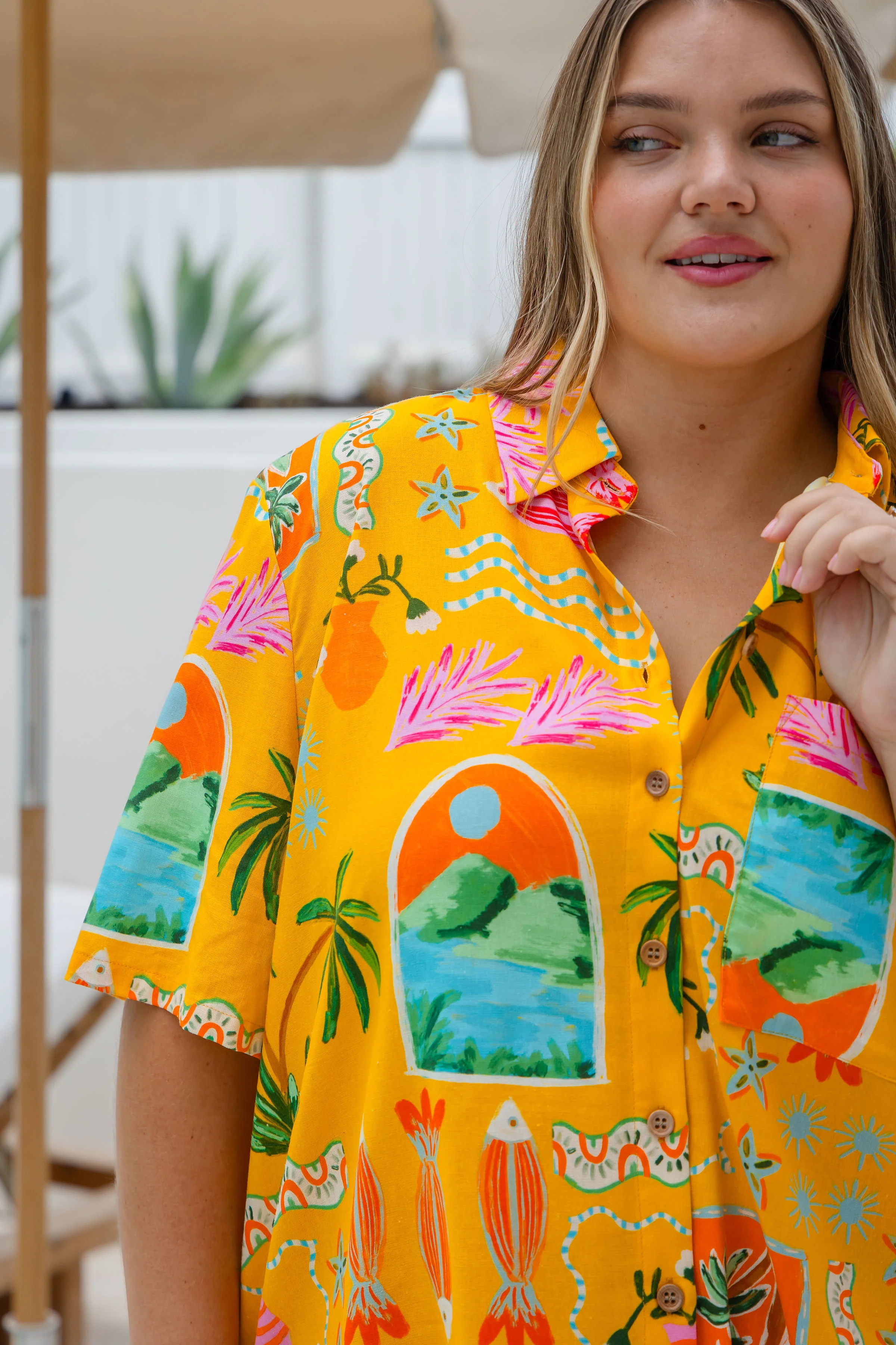 Samara Linen Blend Shirt in Star Fish Fiesta