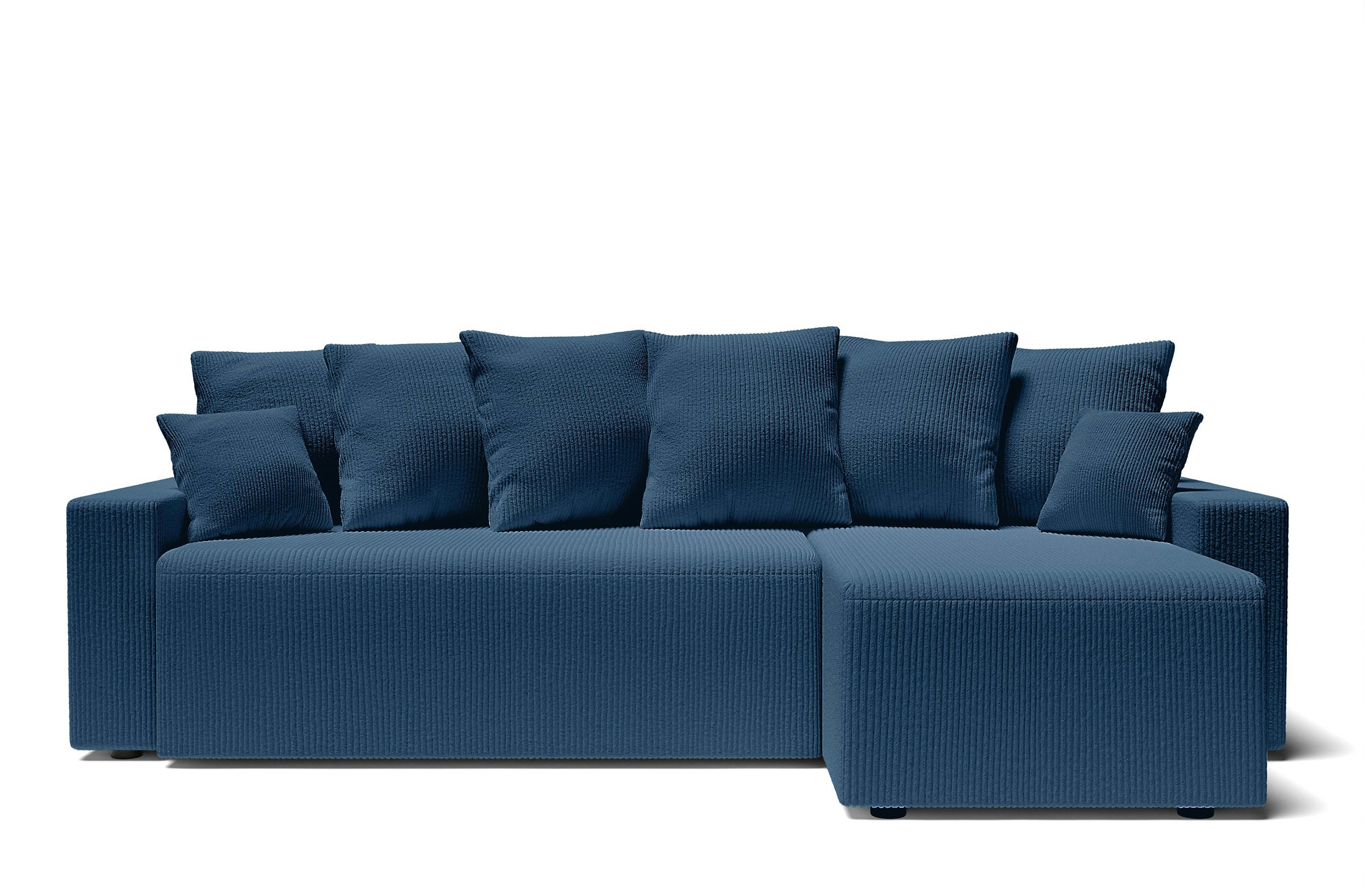 ALMA - Canapé d'angle convertible en velours côtelé 4 places bleu cobalt