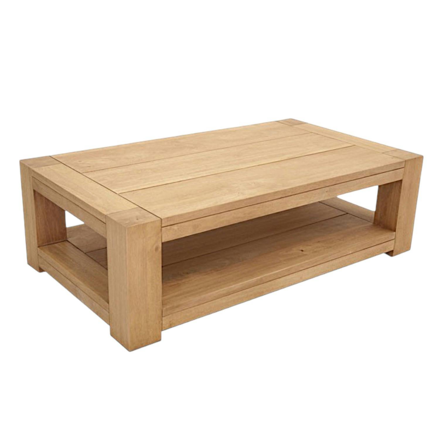 Table basse Hévéa double plateaux 115x65x35cm ATTAN