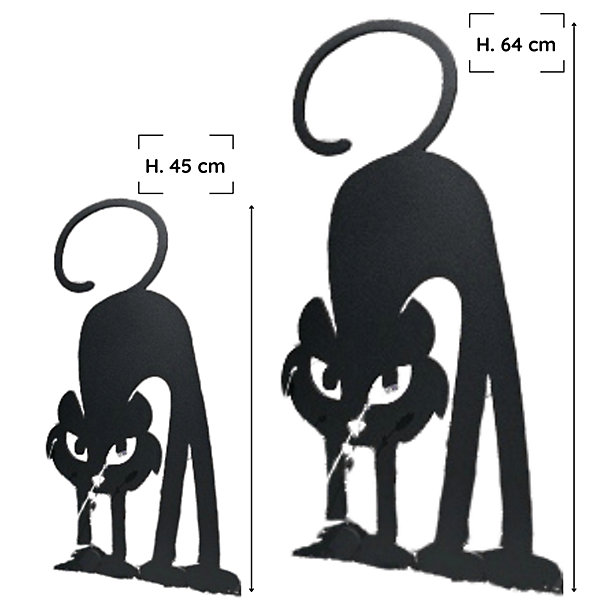 Déco jardin : Chat Gaston Métal - Noir 64 cm