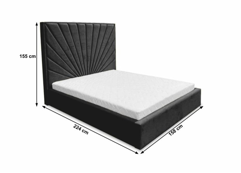 Łóżko tapicerowane Dubaj 140x200 czarne