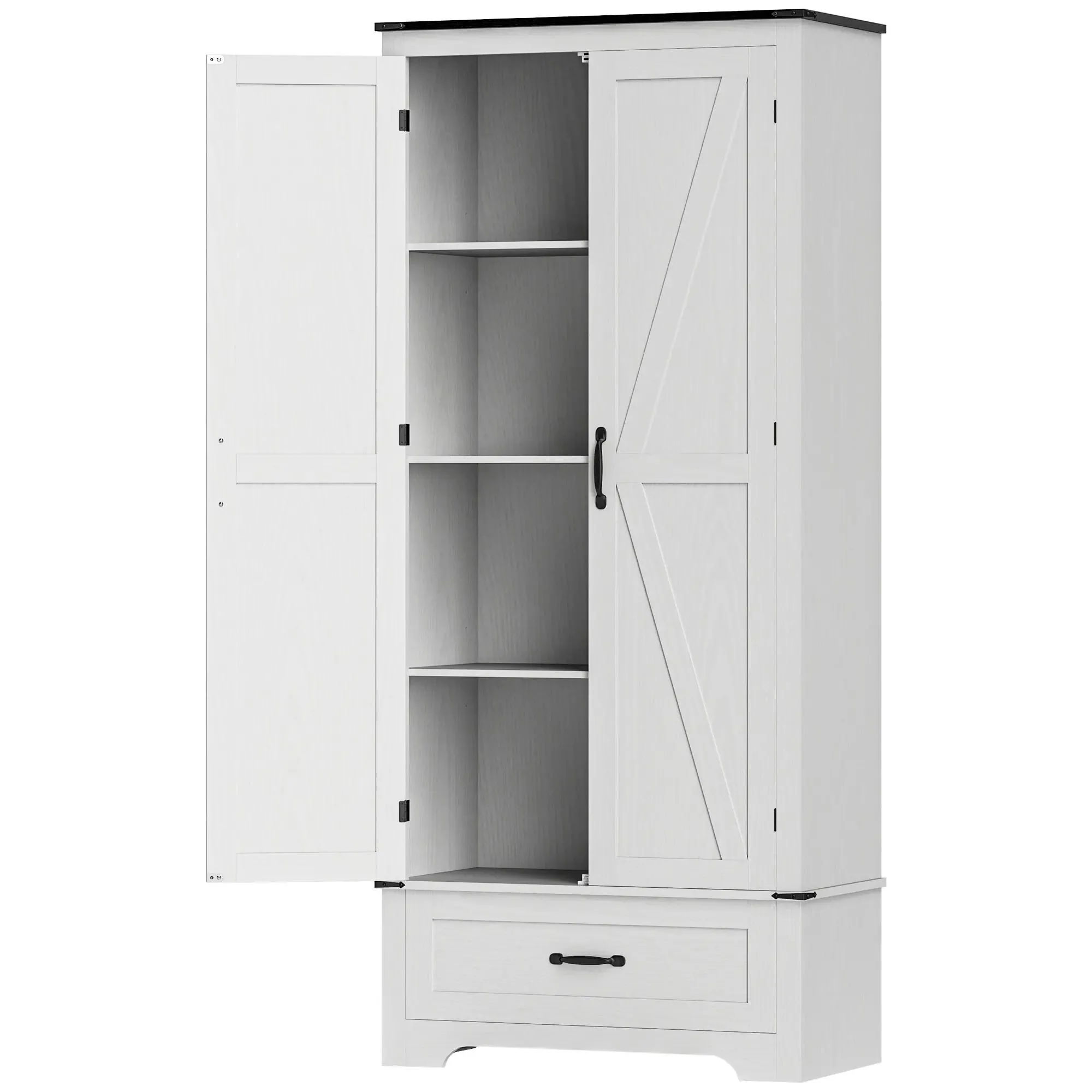72 Farmhouse Kitchen Pantry Cabinet with Adjustable Shelves