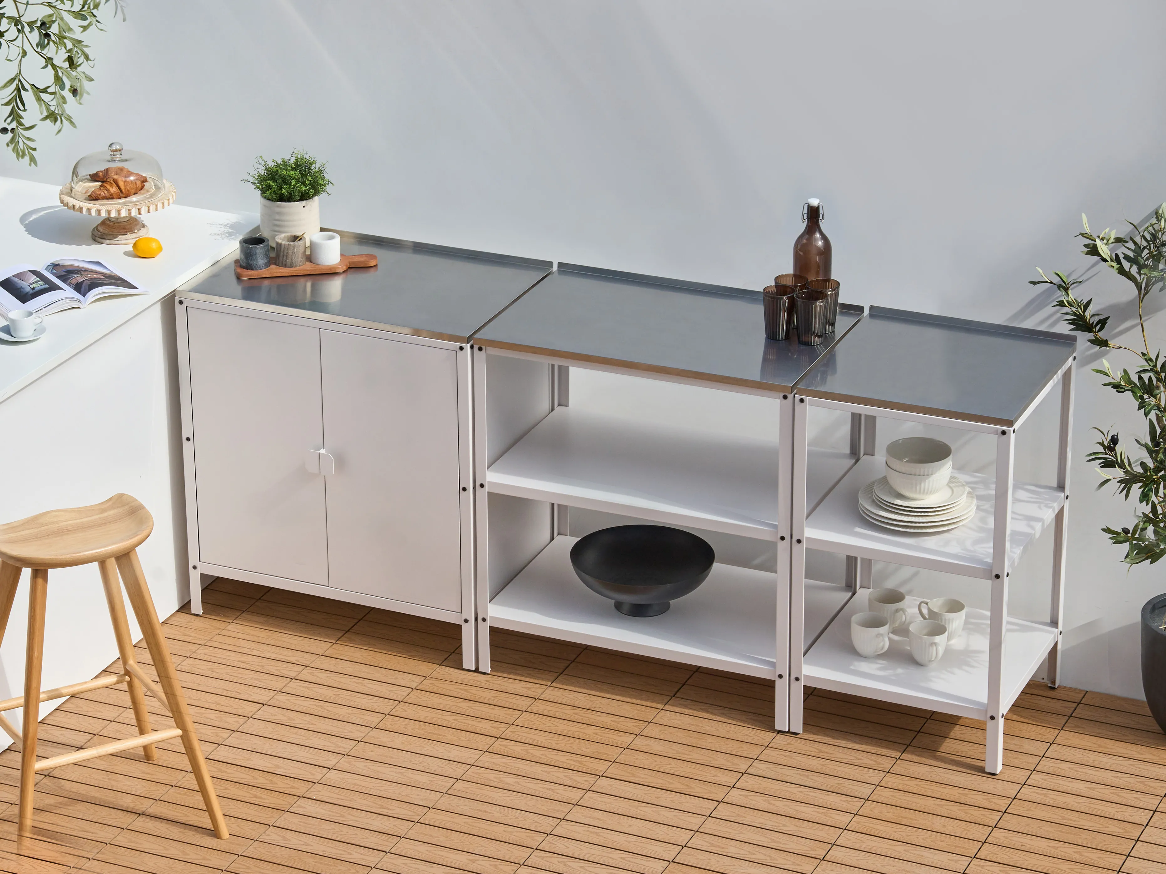 3 Piece Outdoor Kitchen Set VILAMA Metal White