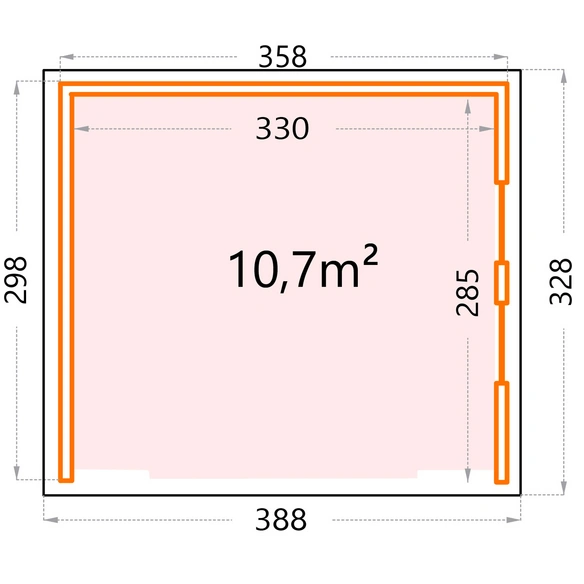 Pavillon »Singolo«, BxT: 358 x 298 cm (Außenmaß), inkl. Fenster, grau