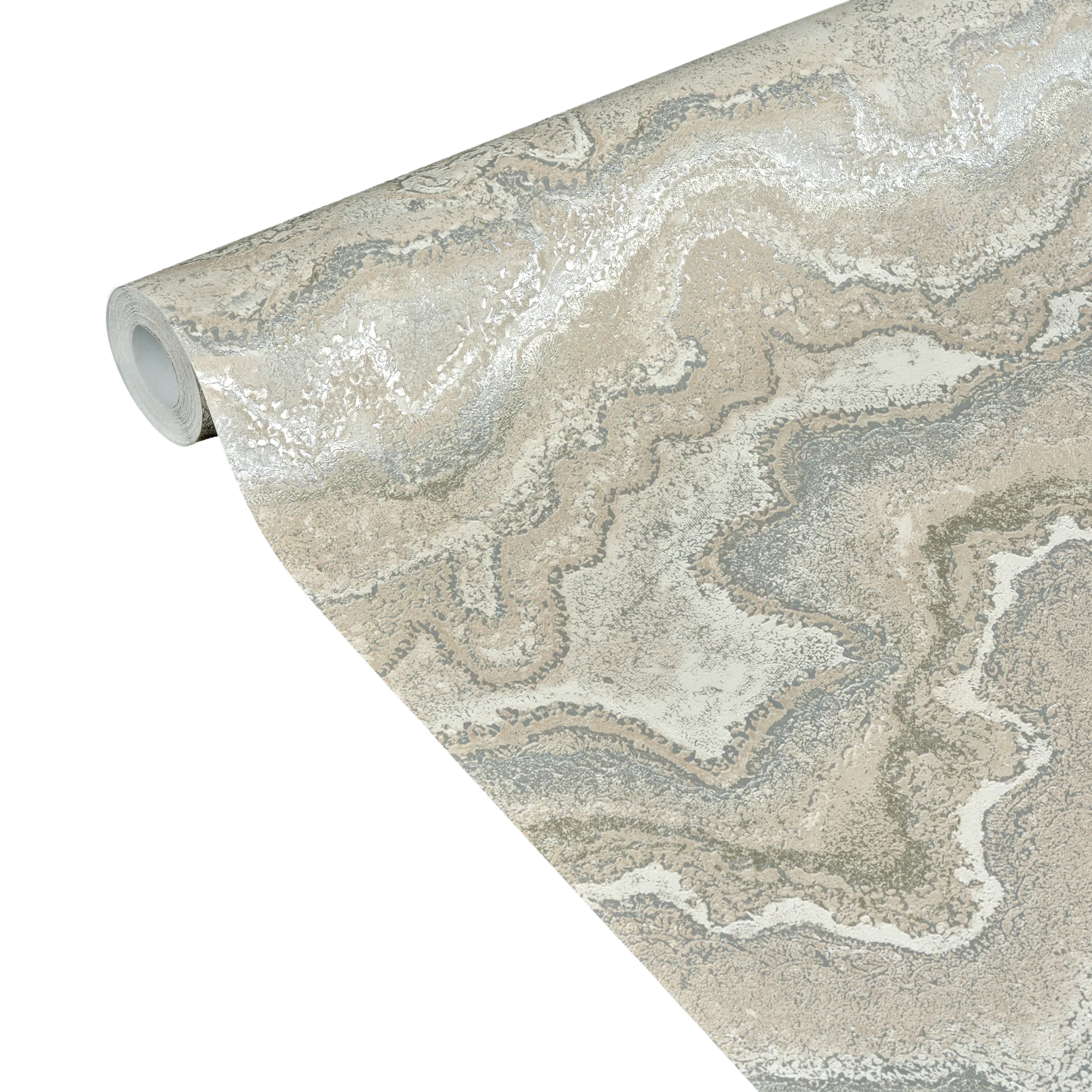 Papier peint intissé ELAURA coloris beige rosé et argenté