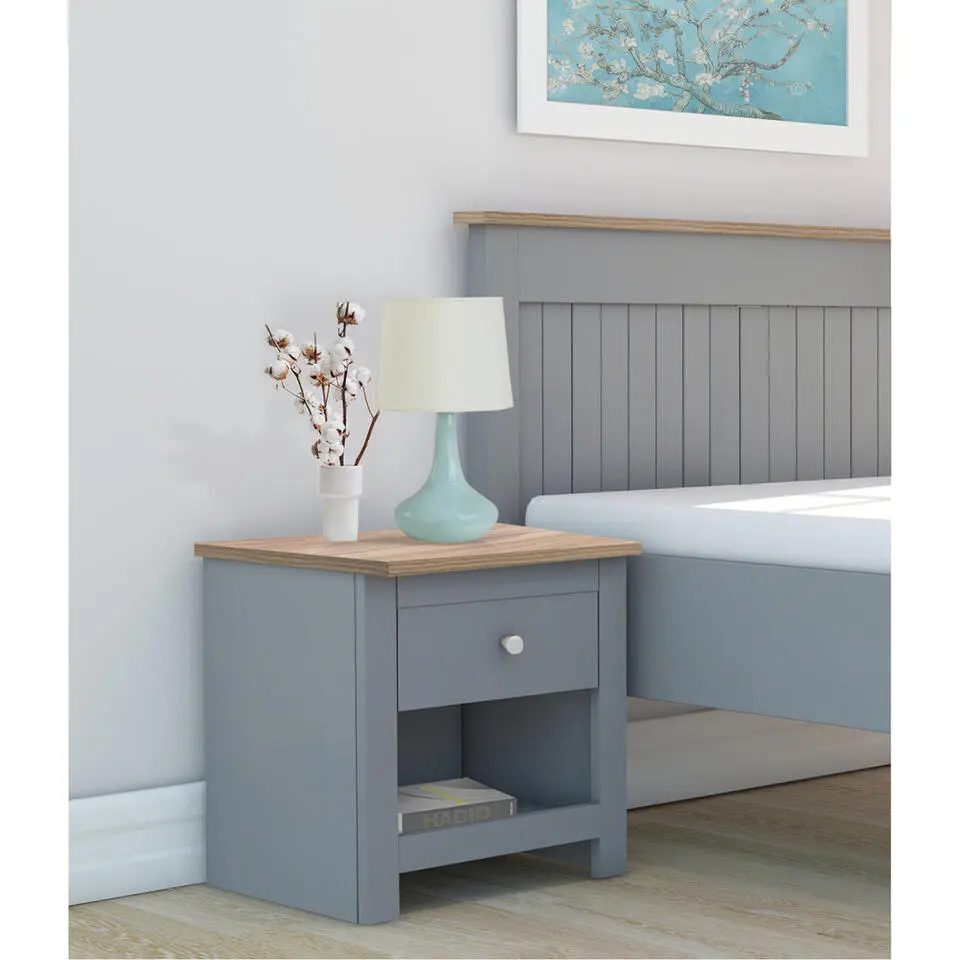 Emerald - Nachtkastje met 1 lade in grijze spaanplaat