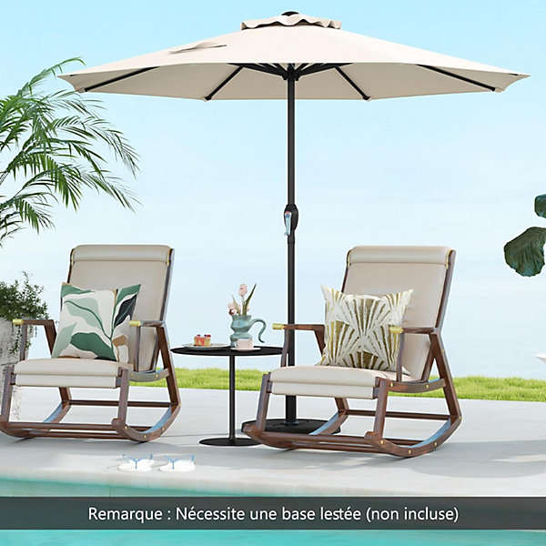 Parasol Droit Rond 260 cm, Parasol de Jardin Extérieur avec Manivelle