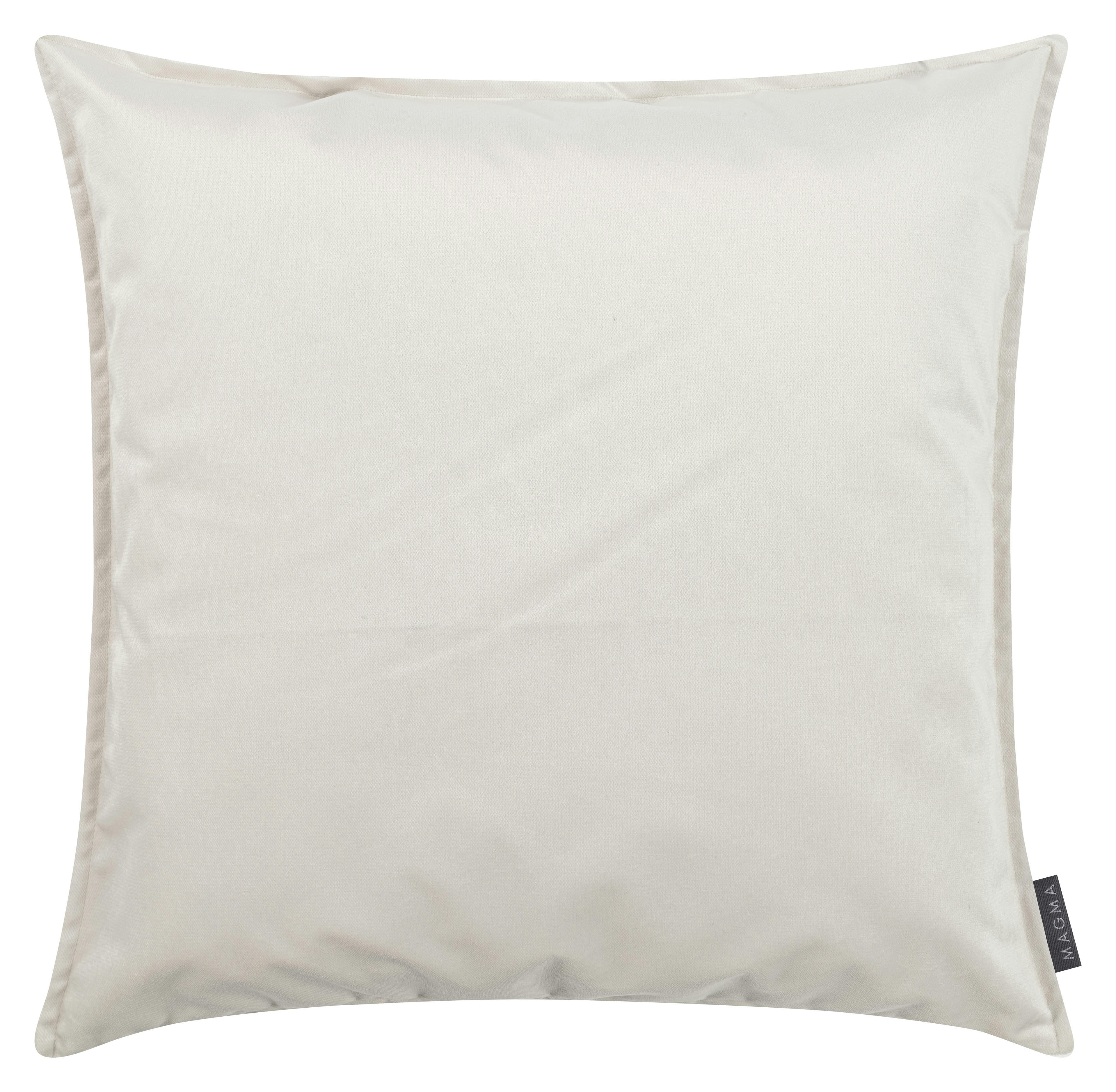 MARLA - Housse de coussin velours avec volant piqué ivoire 60x60