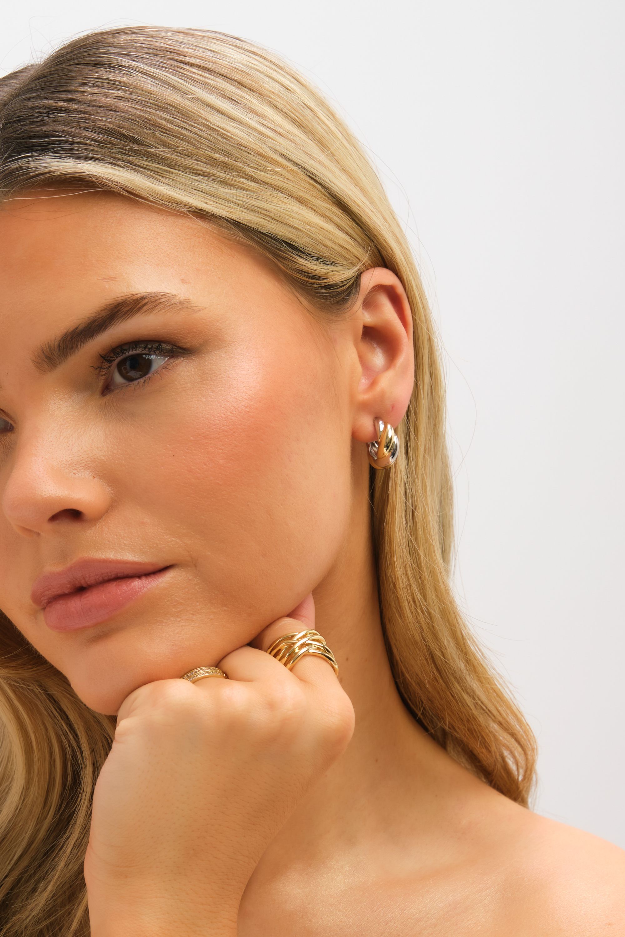 Jon Richard Two Tone Twist Hoop Earrings