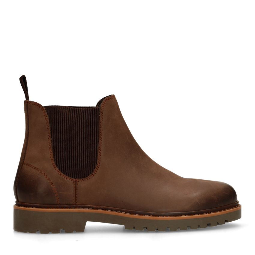 Manfield Bruine nubuck chelsea boots