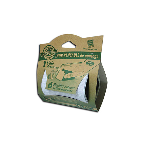 Pack 1 cale de ponçage &6 feuilles d'abrasif anti-encrassement Gerlon