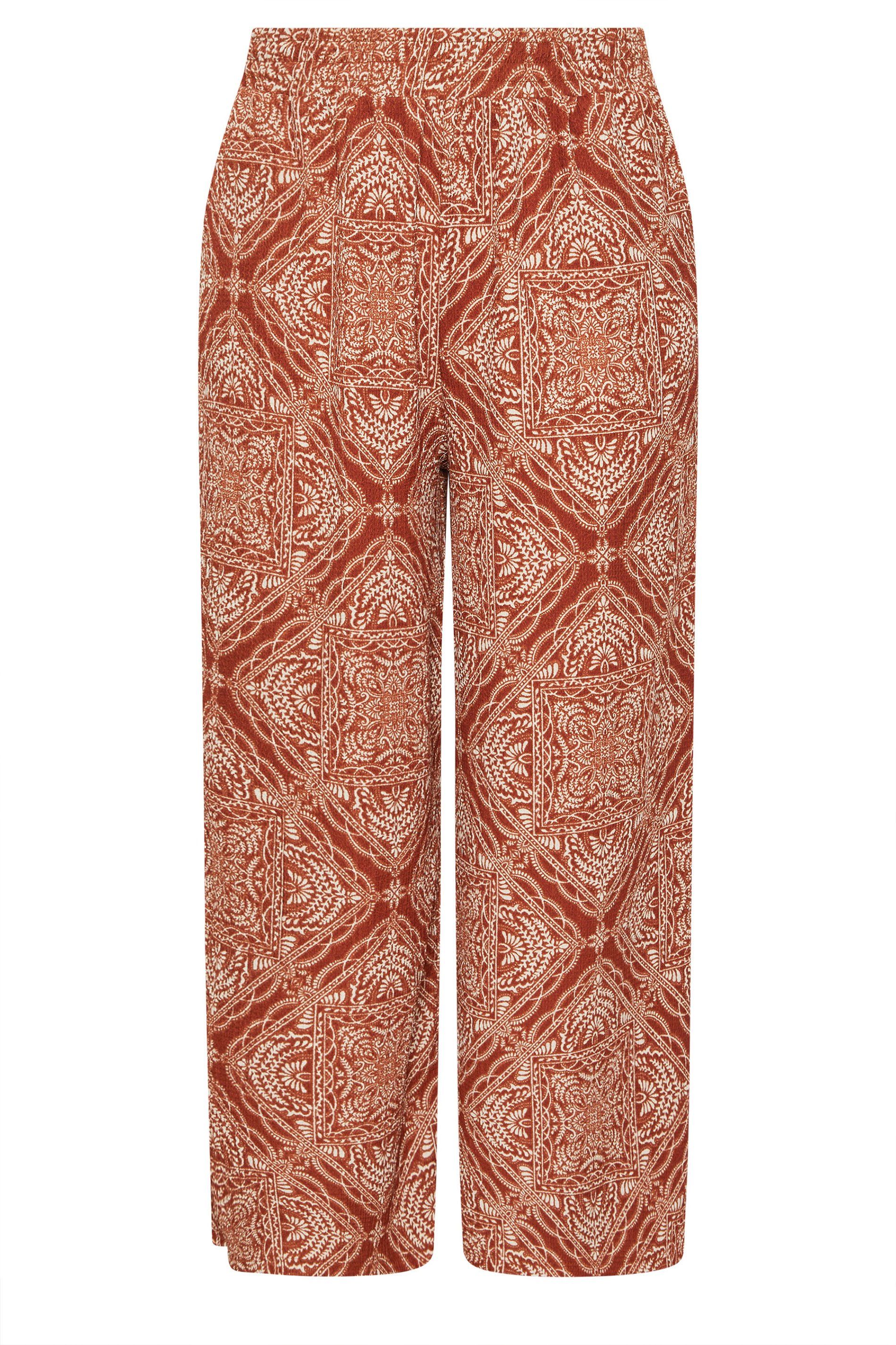 Yours Paisley Crinkle Wide Leg Trousers