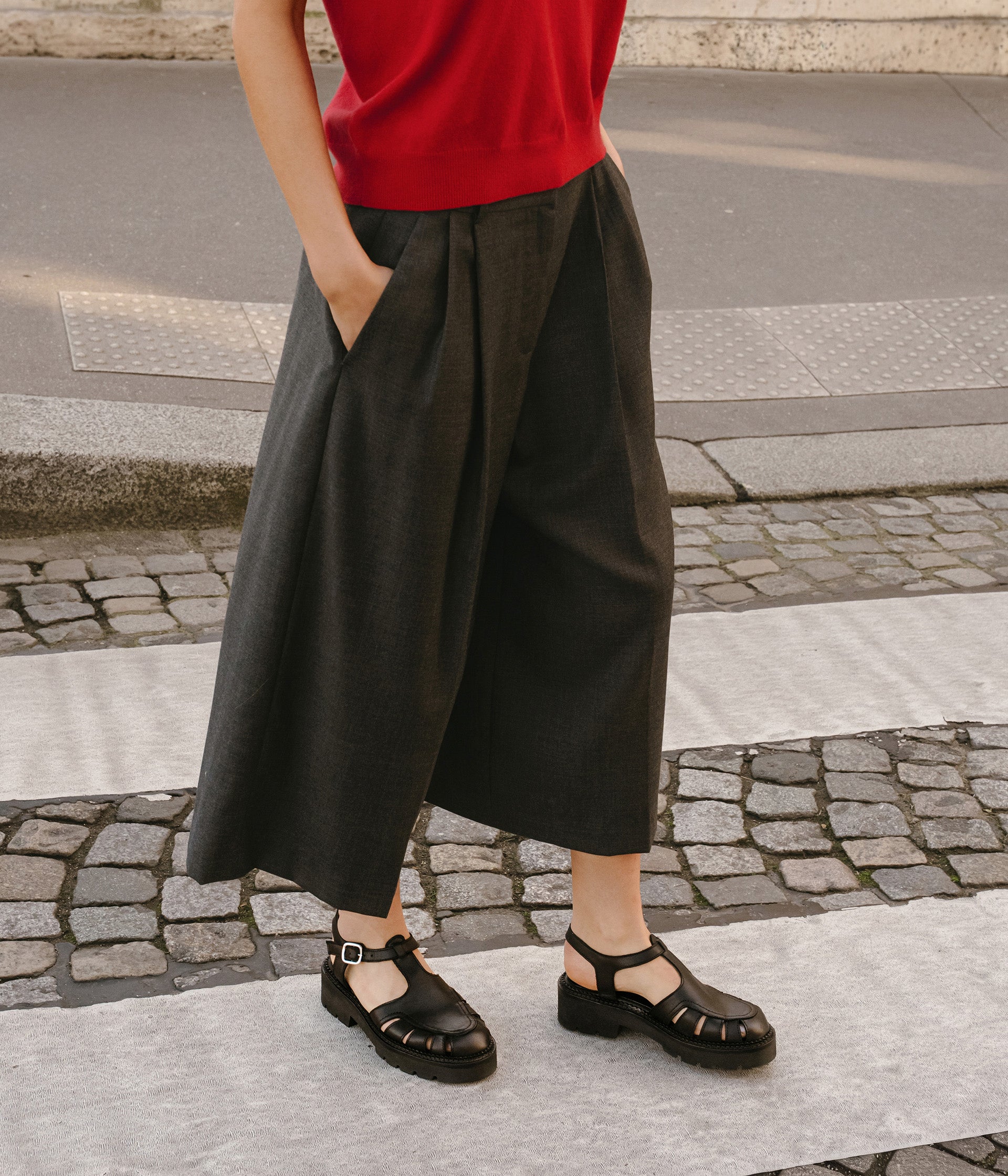 Sandales en cuir noir Calypso