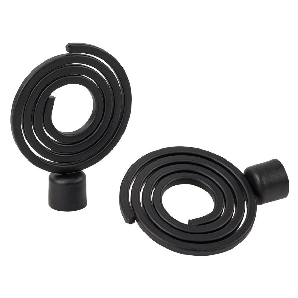 Embout tringle à rideau Ø16 mm métal forme spirale noir mat x2
