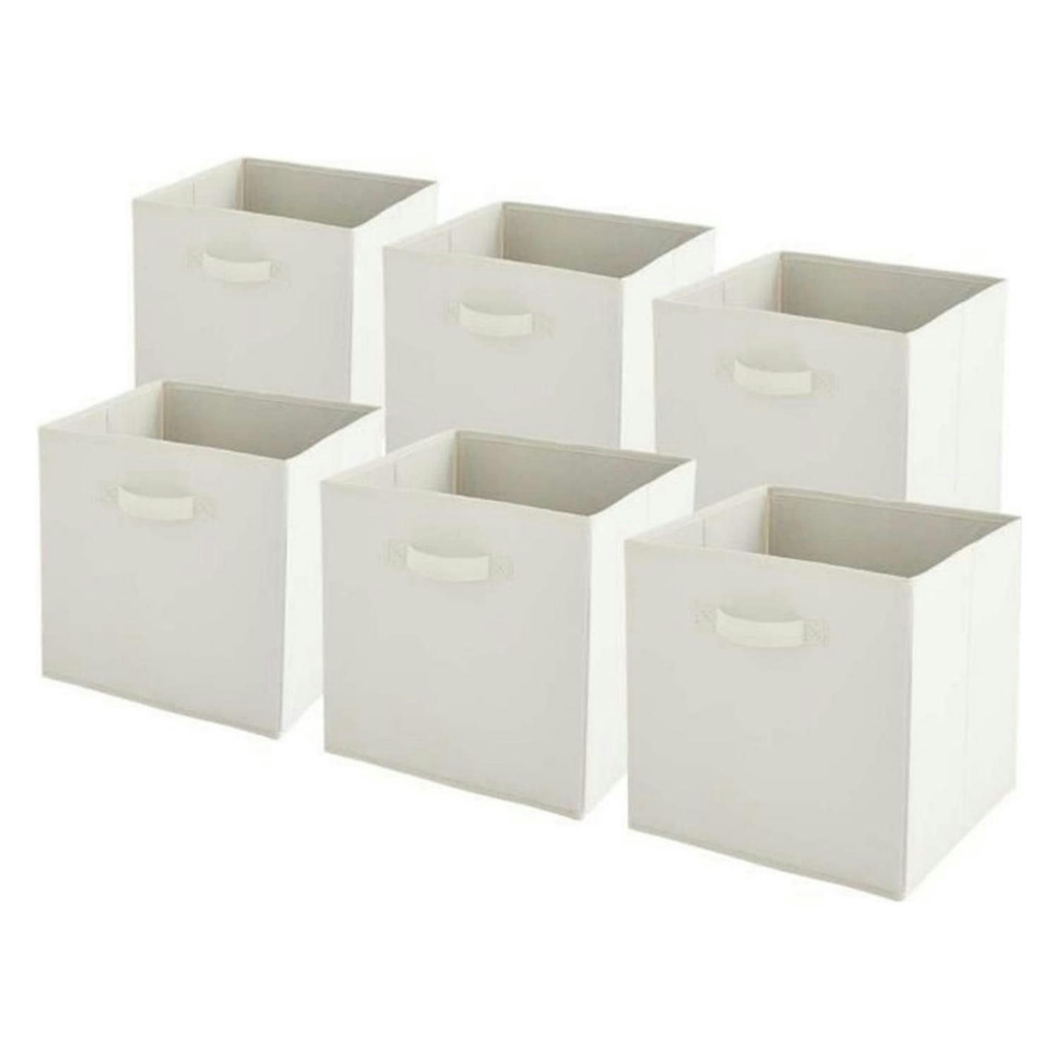 - Lot de 6 paniers  pliables en tissu blanc 31x31x31cm