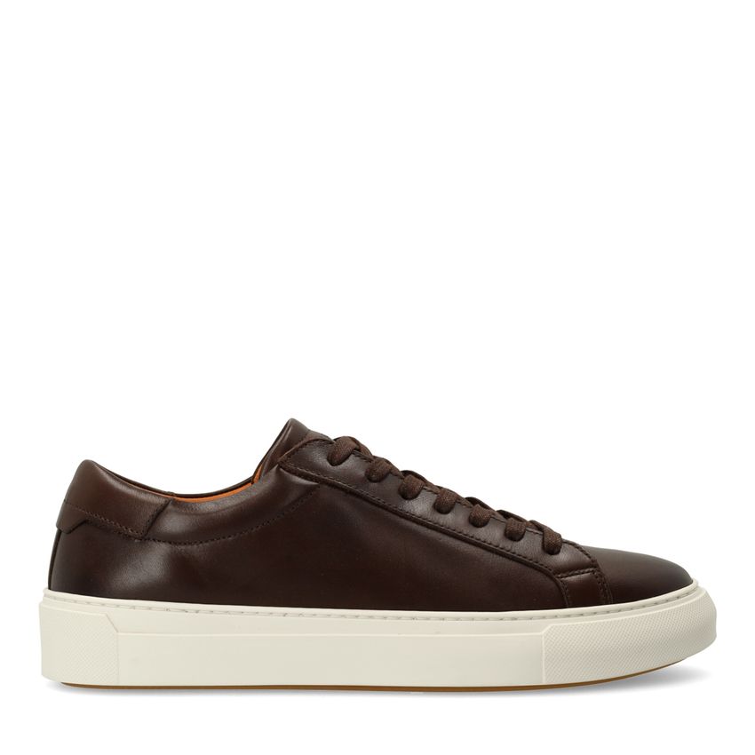 Manfield Bruine leren sneakers