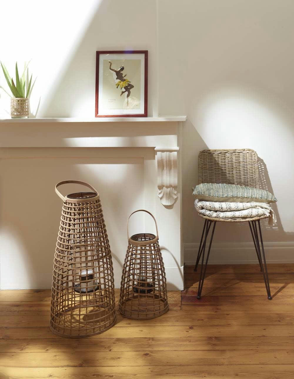 SKAGEN - Set de 3 lanternes en bambou marron H67