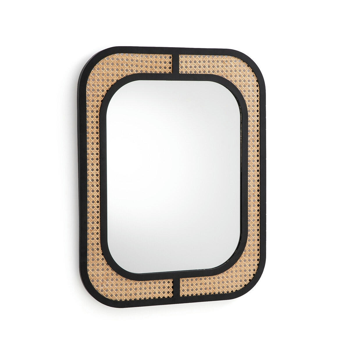 Miroir métal fer et cannage 54x70 cm, Waska