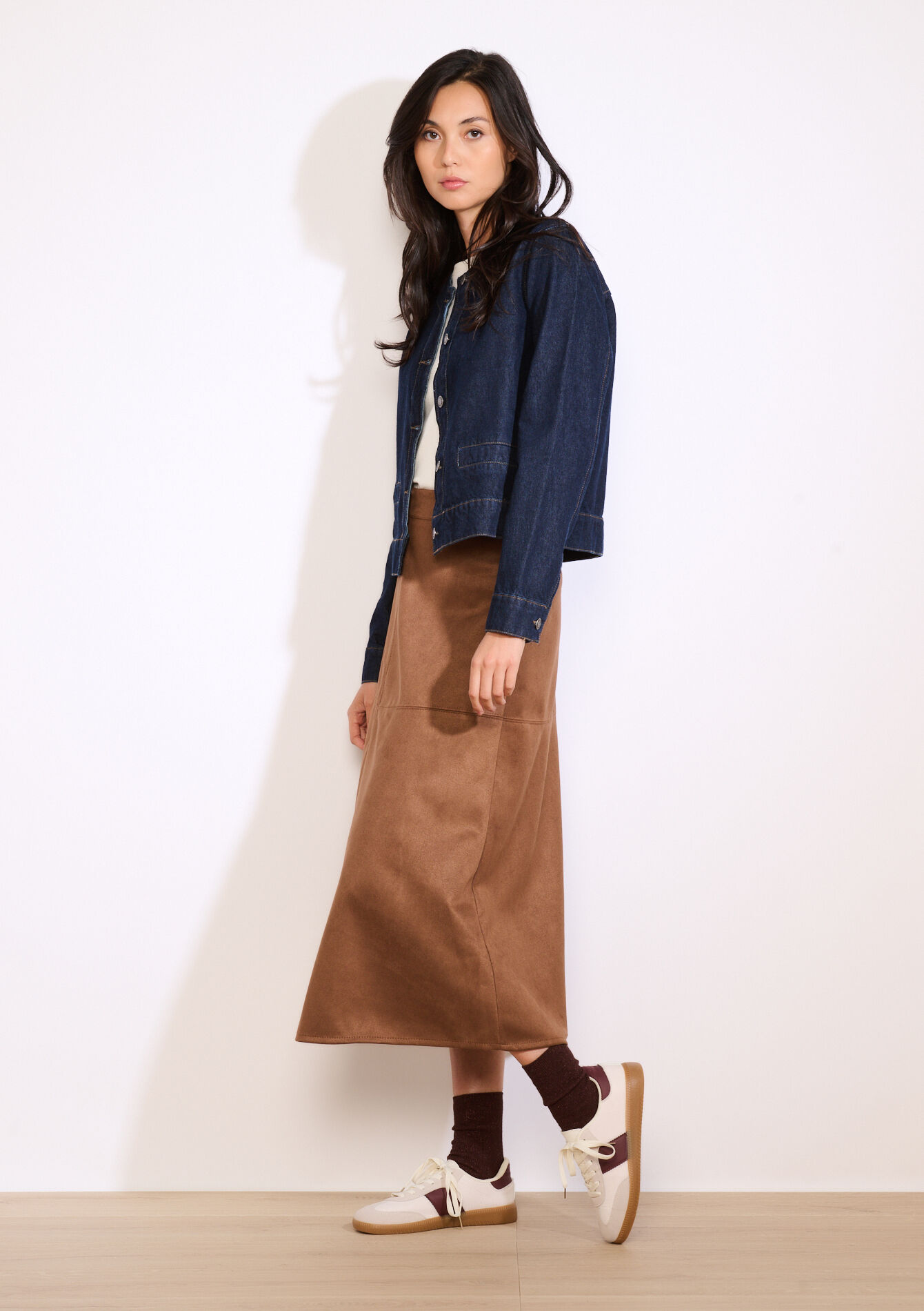 Midi-rok met su&egrave;delook