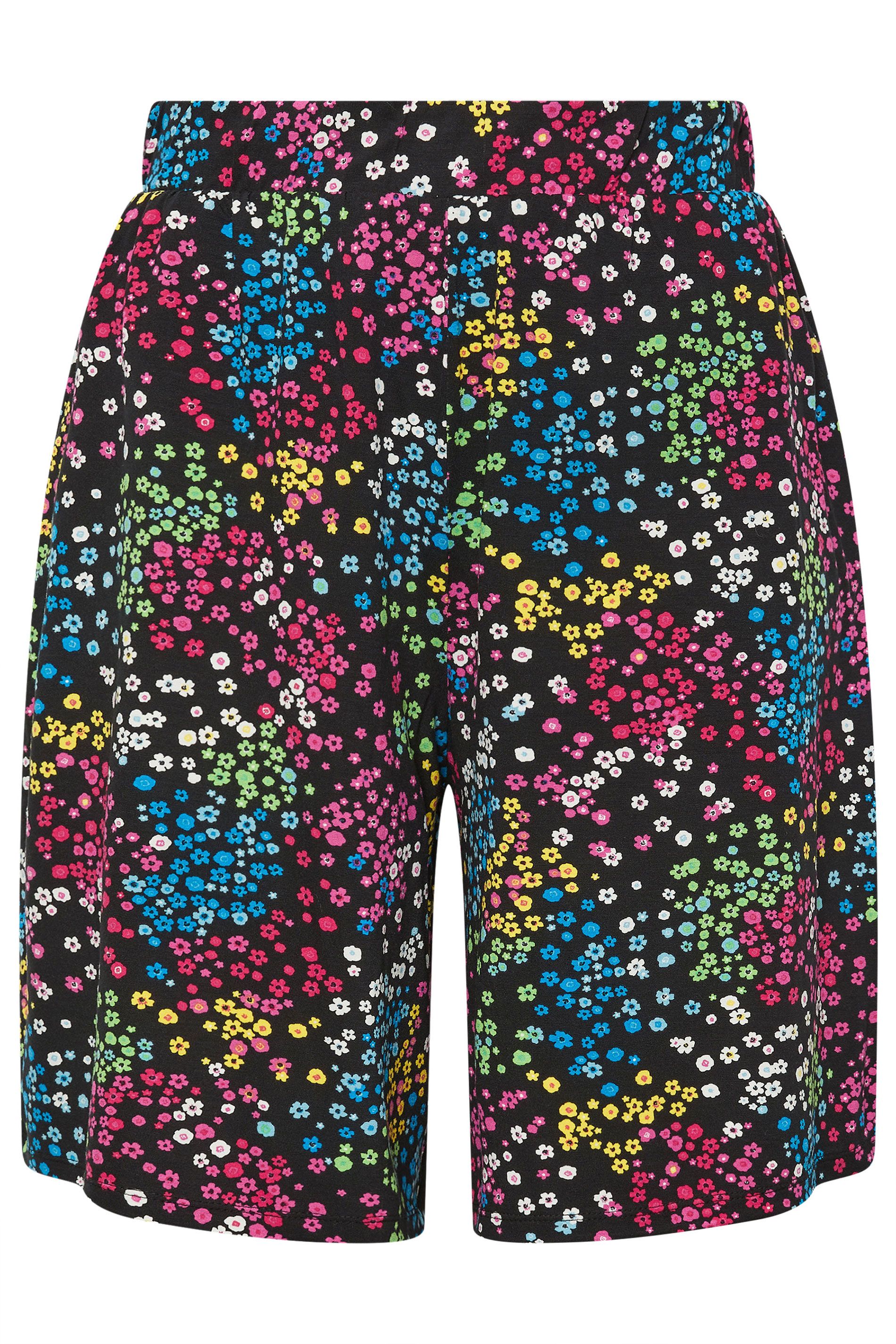 Yours Ditsy Floral Print Jersey Shorts