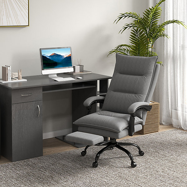 Chaise de bureau avec fonction massage, ergonomique, réglable en hauteur, chaise PC confortable pour bureau, couleur gris