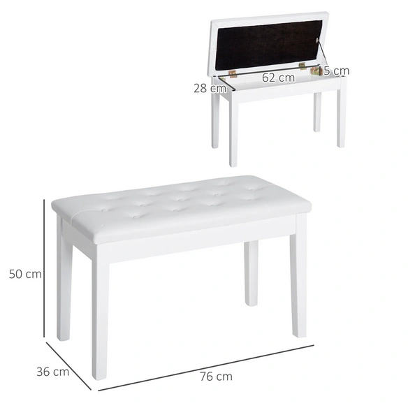 Sitzbank, Stauraum, LxBxH: 76x36x50 cm, weiß
