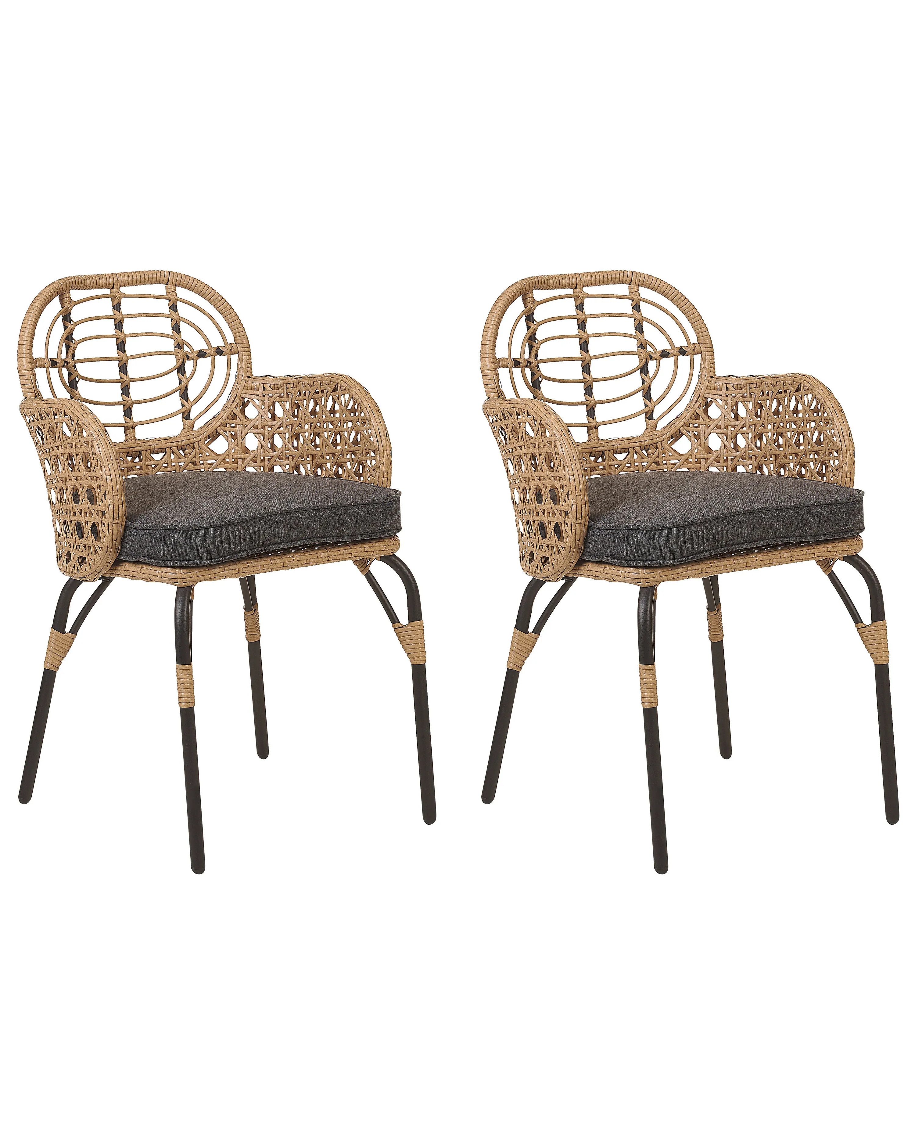 Garden Bench with Cushion PRATELLO 122 cm PE Rattan Natural