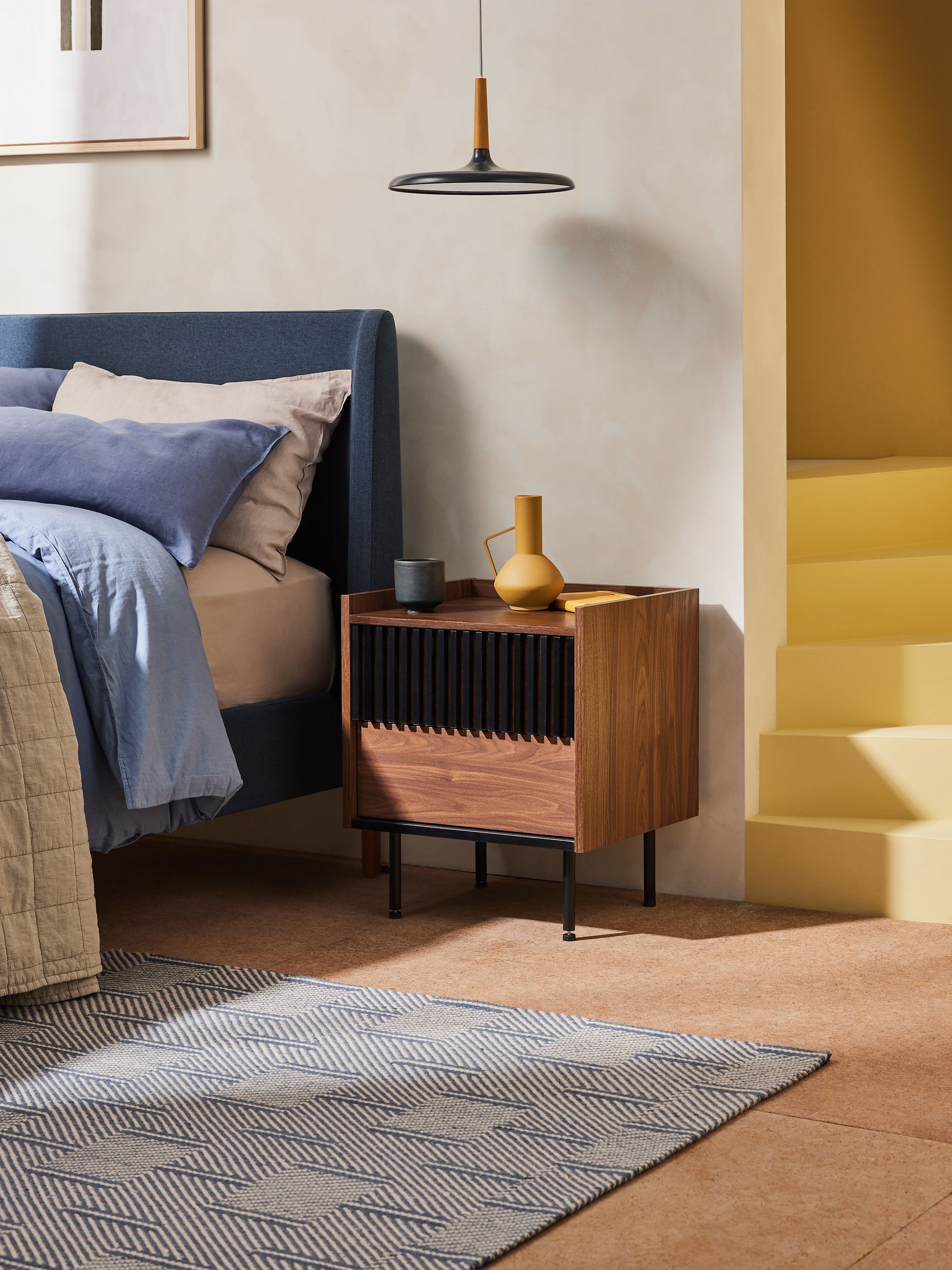 Blaze Bedside Table in Dark Walnut Effect