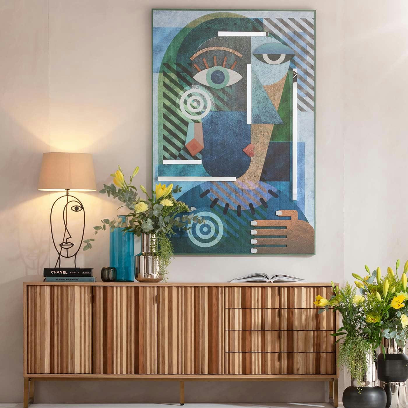 - Tableau buste géométrique bleu 100x150cm Kare Design
