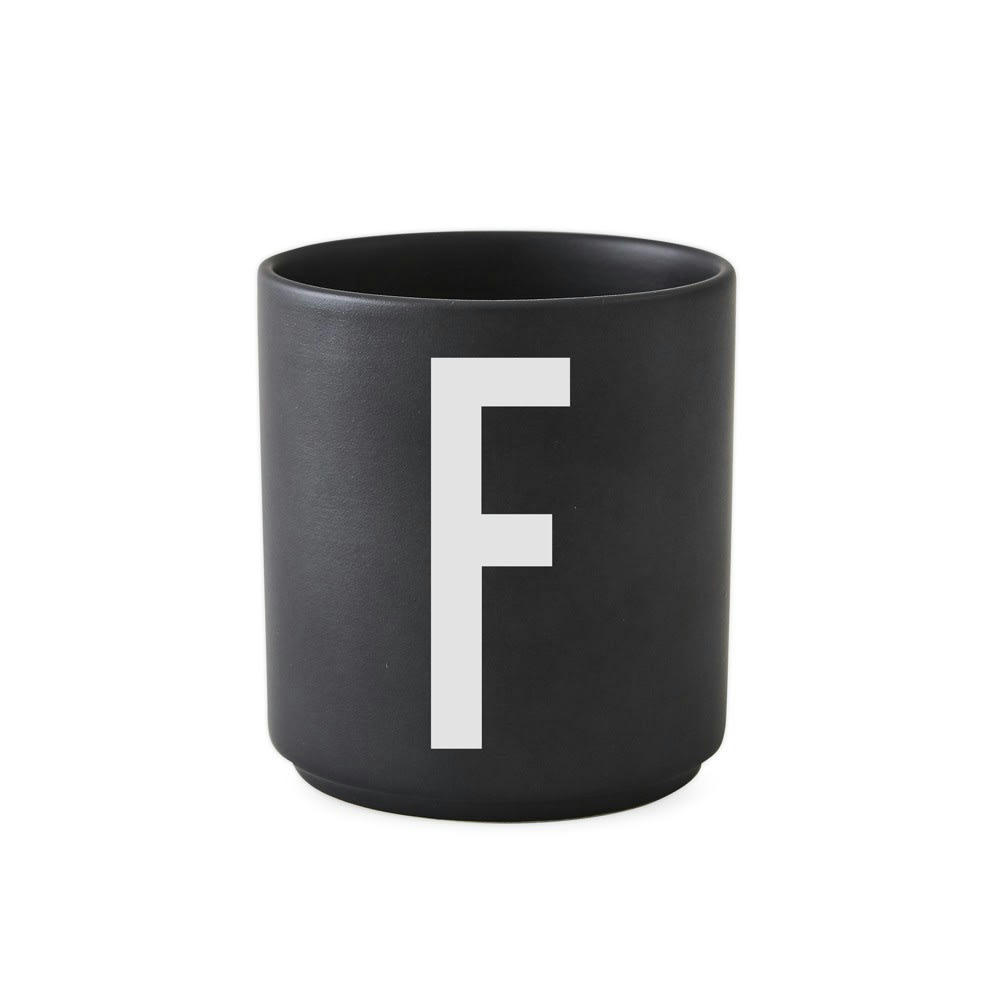 - Tasse noire design letters porcelaine noir