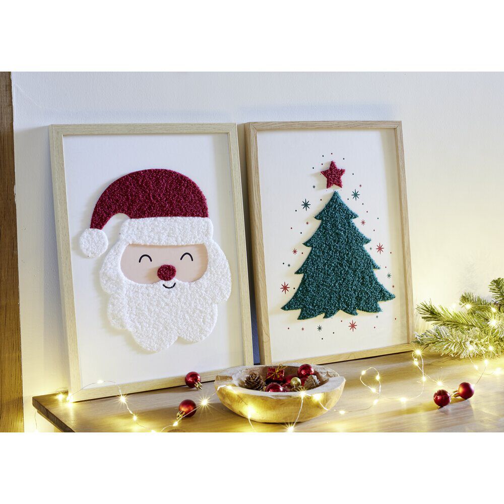 Décoration de No&euml;l cadre décor bouclette 30x40cm (2 modèles)