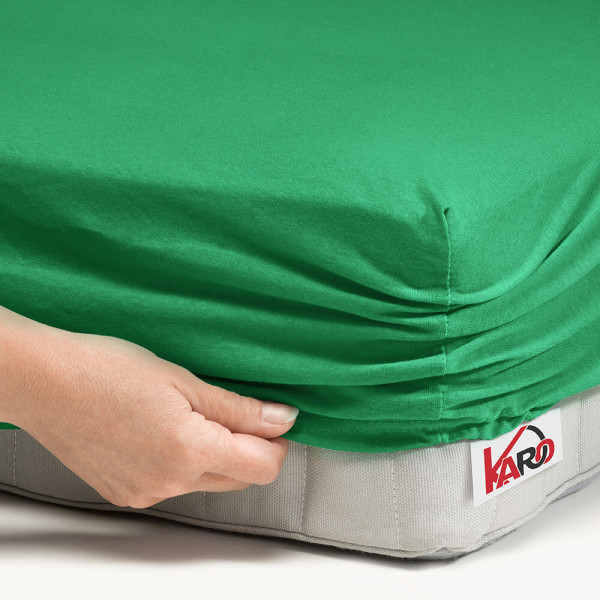 Prześcieradło jersey z gumką 200x200 zielone trawiaste KARO
